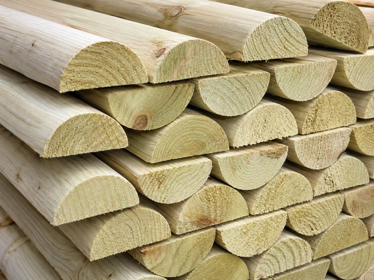 100mm Machine Half Round Rails Pressure Treated Green